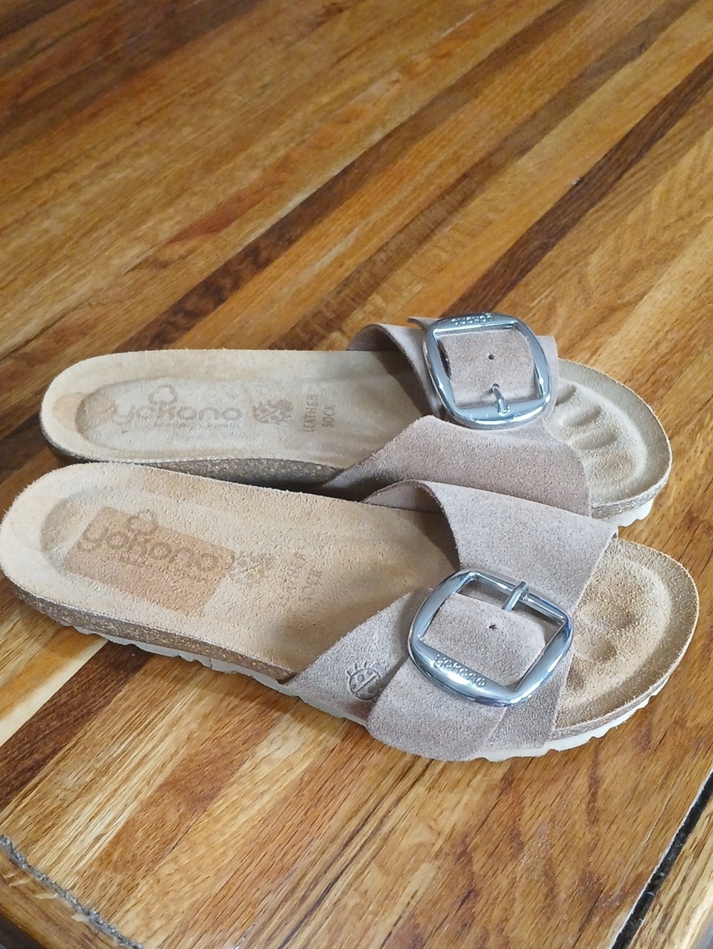 Yokono Womens Big Buckle Leather Slide Sandal - 7.5
